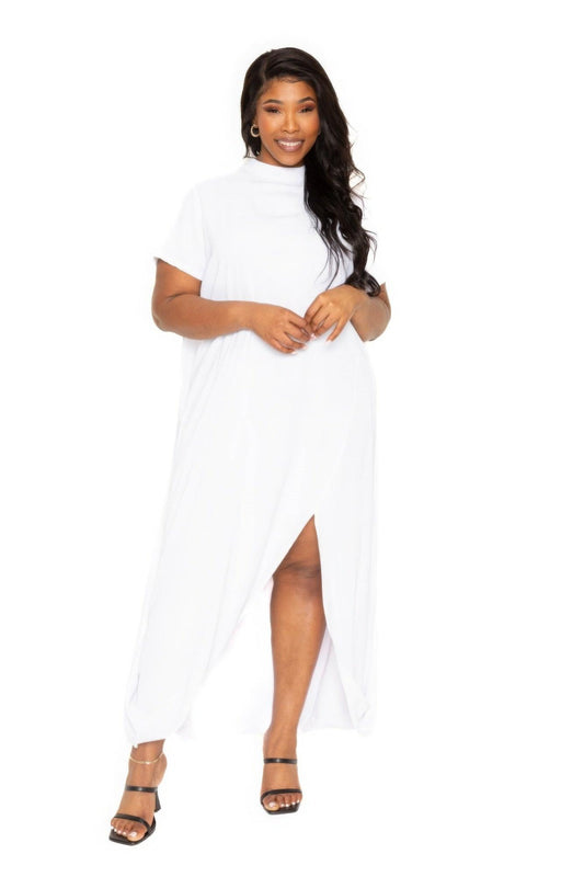 Mock neck back cape dress | Mixtshop LLC