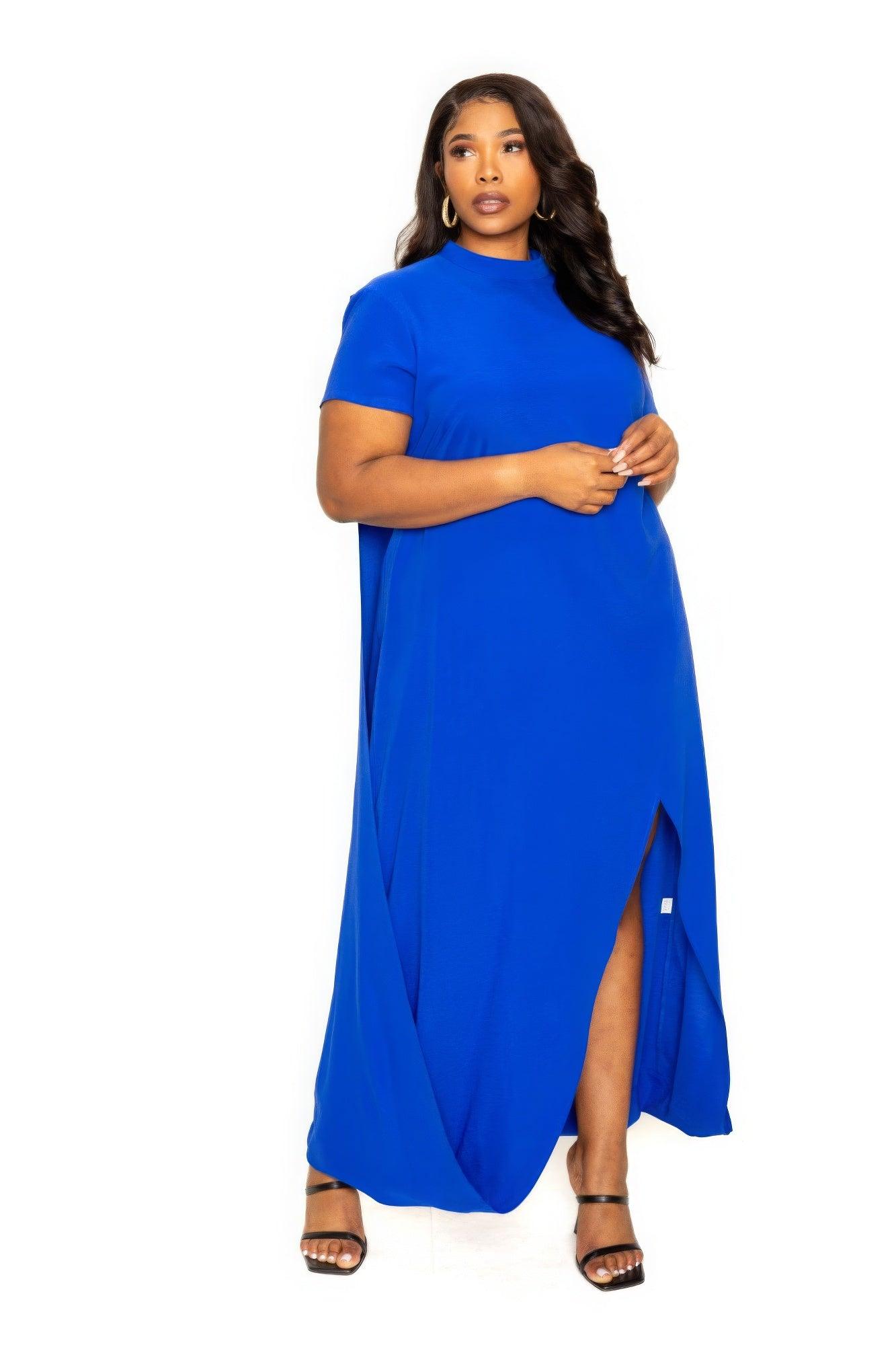 Mock neck back cape dress | Mixtshop LLC