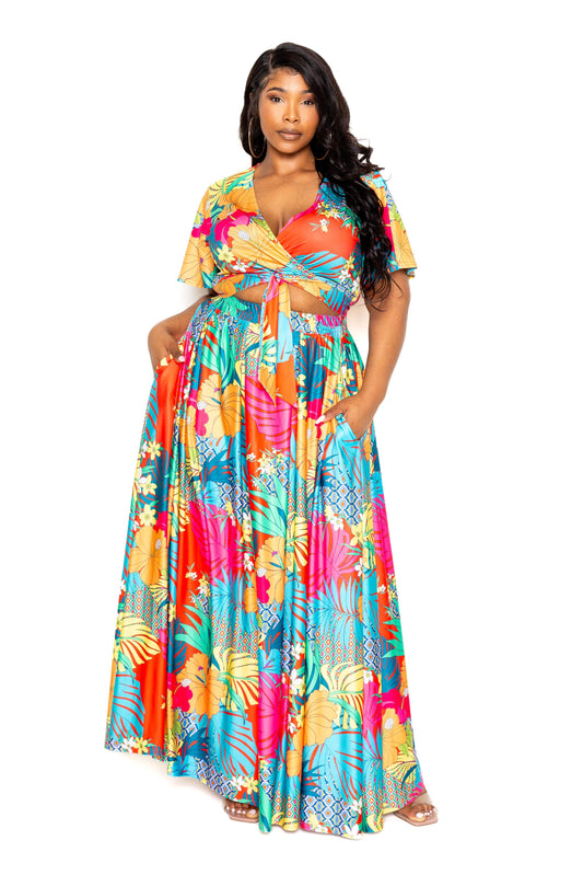 Tropical floral maxi skirt & top set | Mixtshop LLC