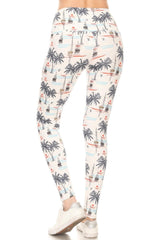 5-inch Long Yoga Style Banded Lined Sailor Printed Knit Legging With High Waist | Mixtshop LLC