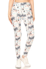 5-inch Long Yoga Style Banded Lined Sailor Printed Knit Legging With High Waist | Mixtshop LLC