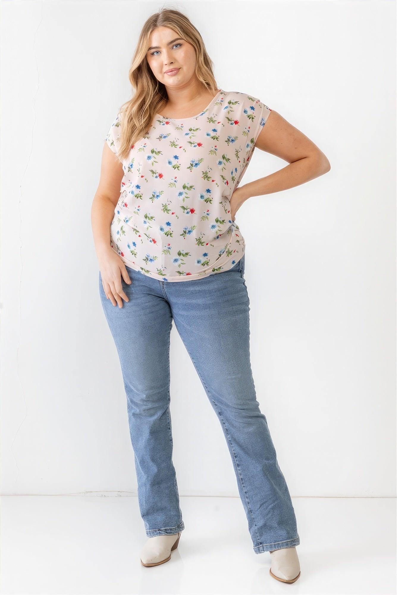 Plus Flower Print Ruched Top | Mixtshop LLC