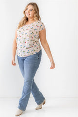 Plus Flower Print Ruched Top | Mixtshop LLC