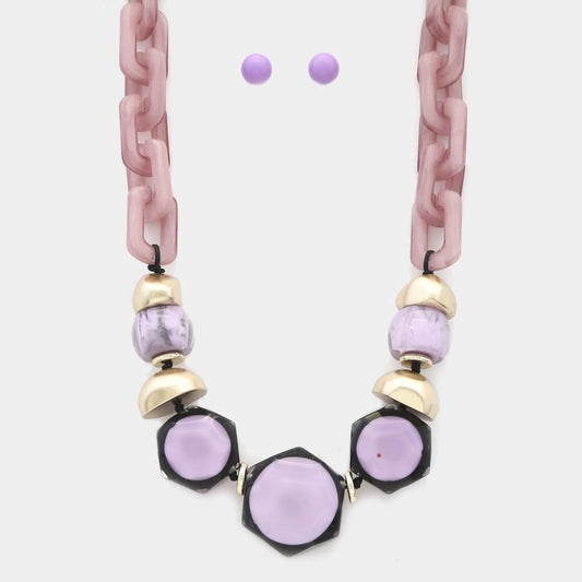 Hexagon Shape Link Oval Link Necklace | Mixtshop LLC