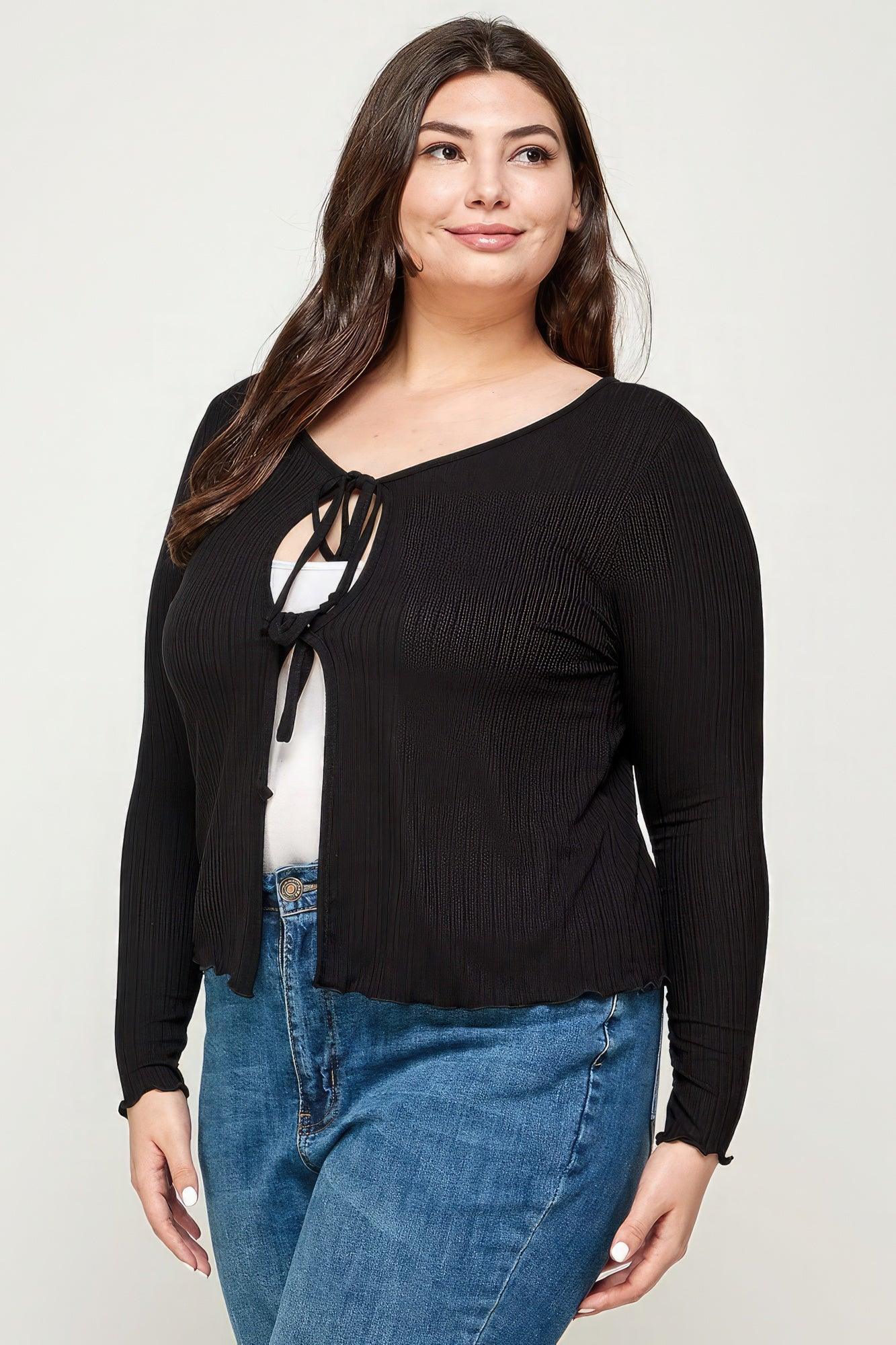Solid Ribbed Pointelle Cardigan | Mixtshop LLC