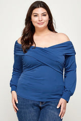 Plus Size Solid Wrap Dressy Top | Mixtshop LLC