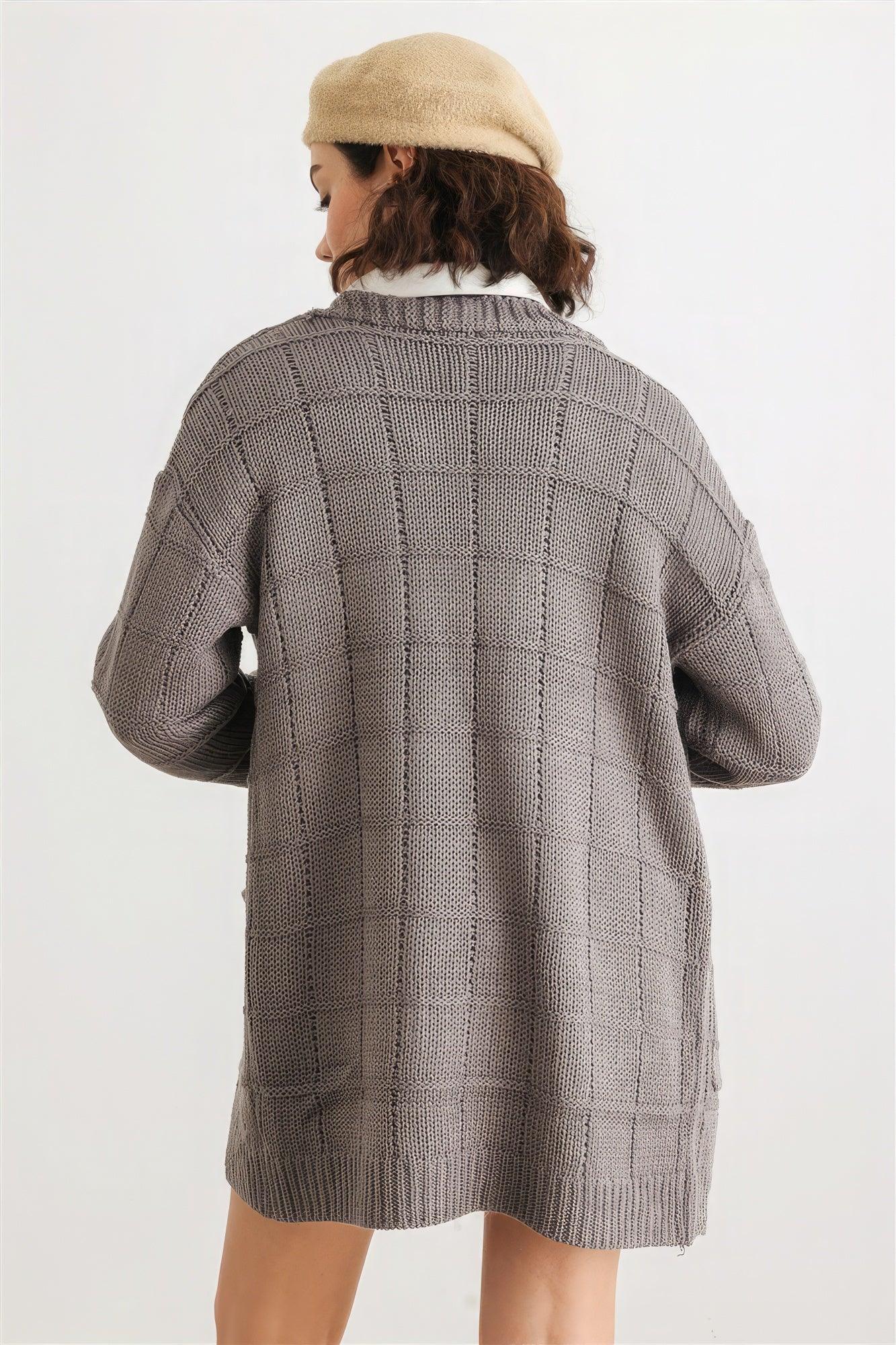 Knit Two Pocket Long Sleeve Open Front Cardigan | Mixtshop LLC