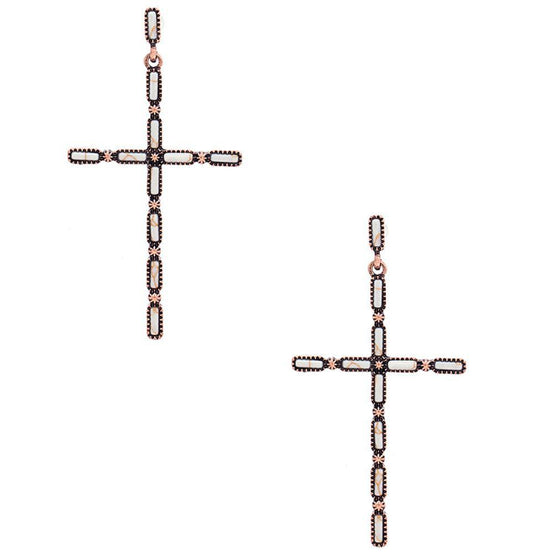 Multi Stone Pattern Cross Metal Earring | Mixtshop LLC