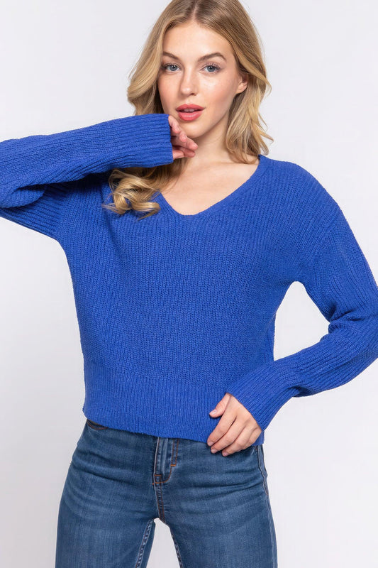 Dolman Slv Strappy Open Back Sweater | Mixtshop LLC