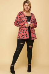 Plus Size Animal Printed Open Front Cropped Cardigan | Mixtshop LLC
