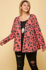 Plus Size Animal Printed Open Front Cropped Cardigan | Mixtshop LLC