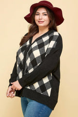 Plus Size Buffalo Plaid Knit Button Up Oversize Cardigan | Mixtshop LLC