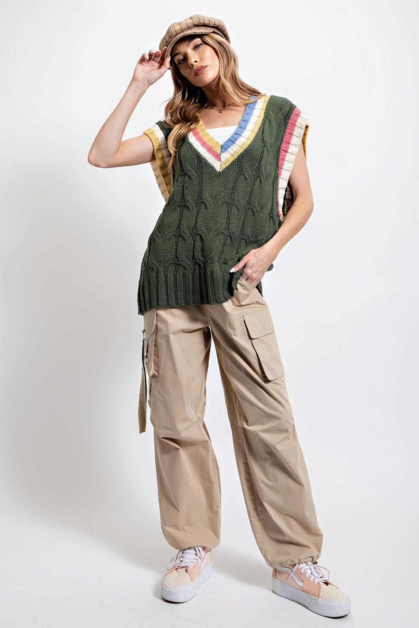 Multi Color Knitted Sweater Vest | Mixtshop LLC