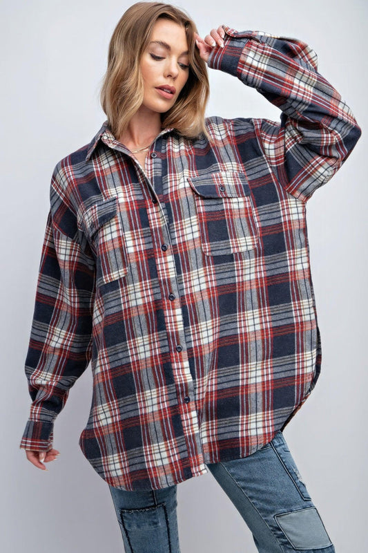 Washed Plaid Button Down Shirt | Mixtshop LLC