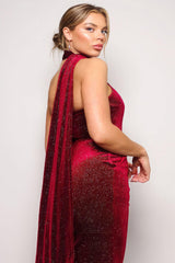 Scarf Top Glitter Velvet Jumpsuit | Mixtshop LLC