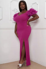 Mesh Tulle Shoulder Plus Size Maxi Dress | Mixtshop LLC