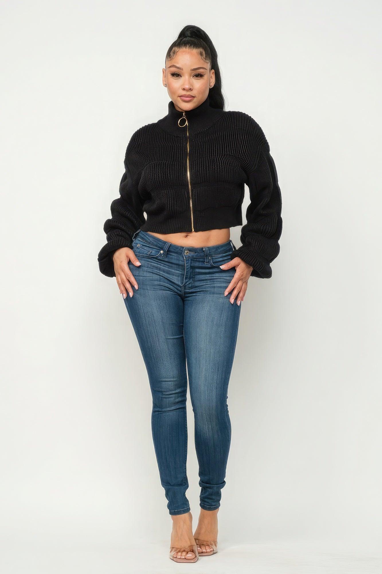 Michelin Sweater Top W/ Front Zipper | Mixtshop LLC