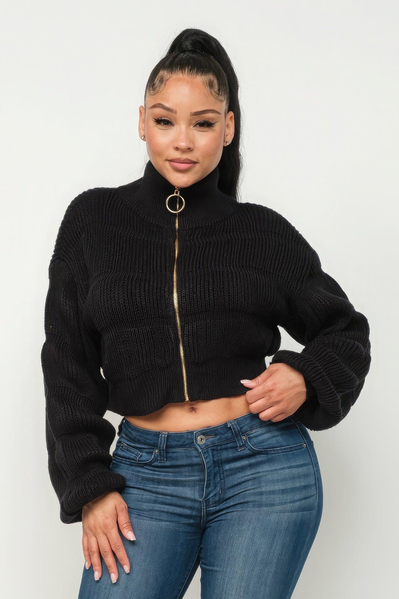 Michelin Sweater Top W/ Front Zipper | Mixtshop LLC