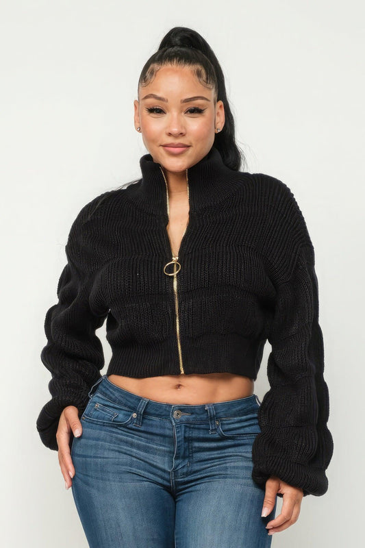 Michelin Sweater Top W/ Front Zipper | Mixtshop LLC
