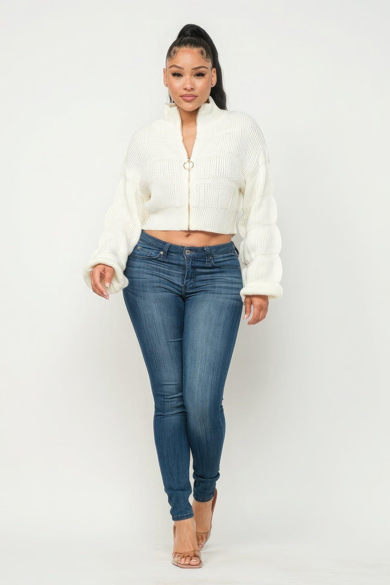 Sweater Top W/ Front Zipper | Mixtshop LLC