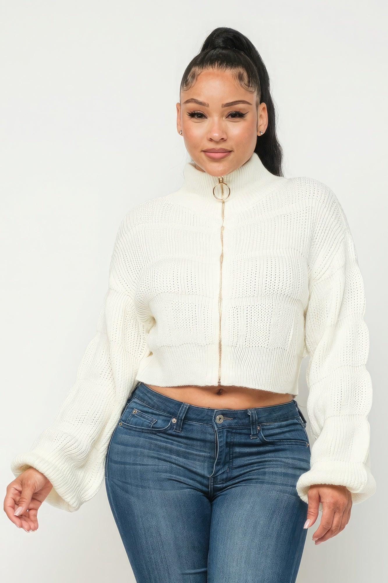Sweater Top W/ Front Zipper | Mixtshop LLC
