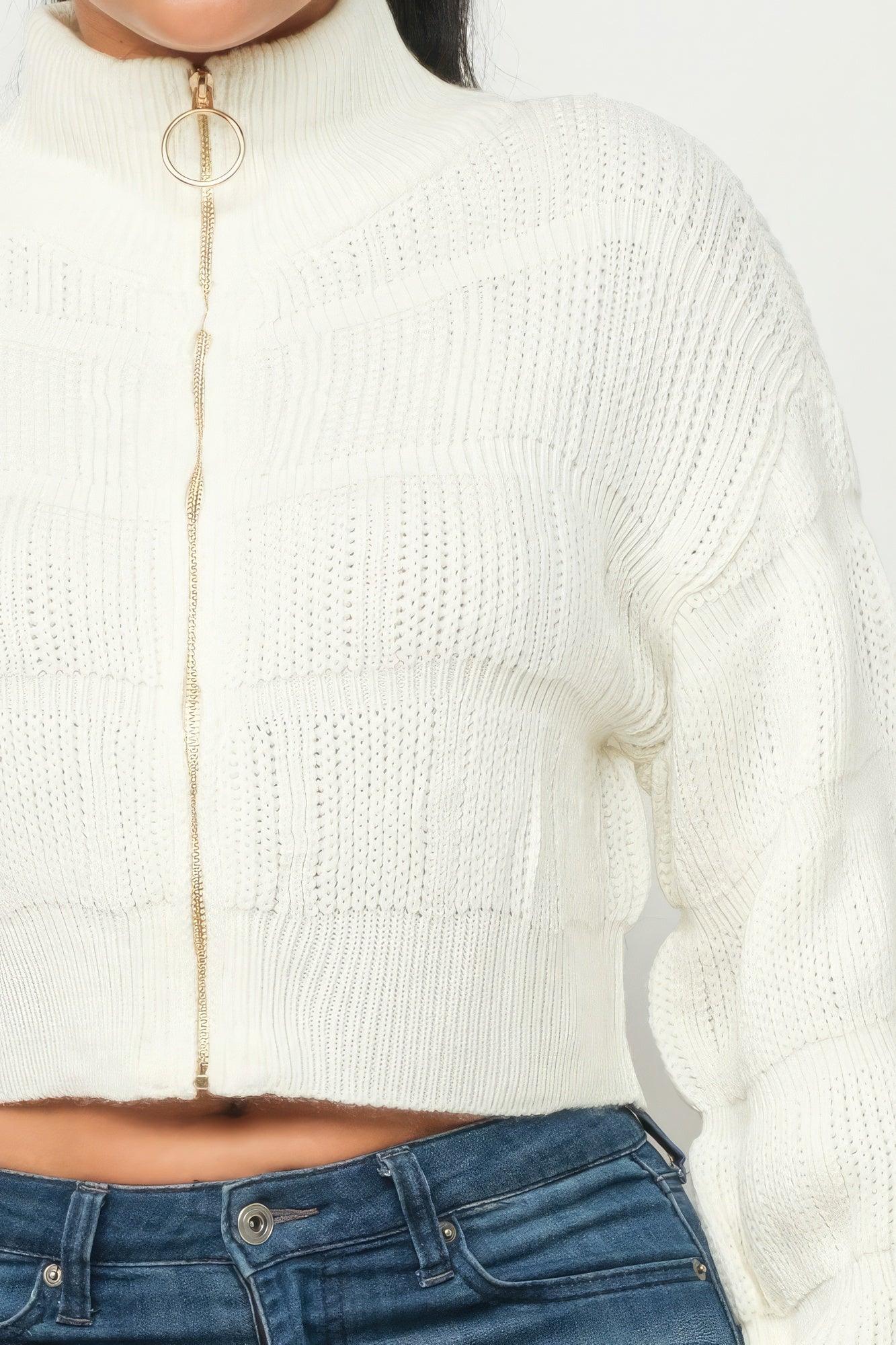Sweater Top W/ Front Zipper | Mixtshop LLC