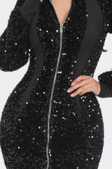 Midi 2 Way Zip Up Sequin Contrast Dress | Mixtshop LLC