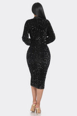 Midi 2 Way Zip Up Sequin Contrast Dress | Mixtshop LLC