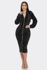 Midi 2 Way Zip Up Sequin Contrast Dress | Mixtshop LLC