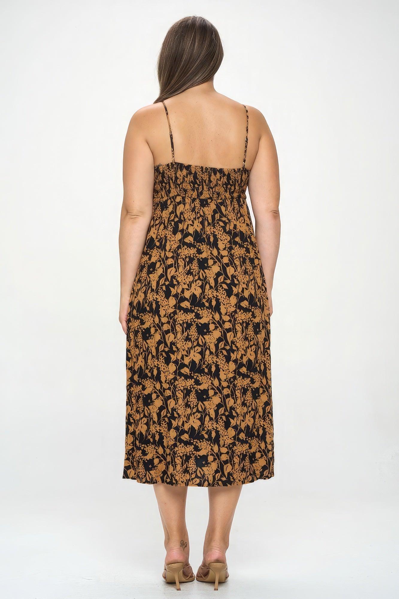 Plus Botanical Print Front Tie Maxi Dress | Mixtshop LLC