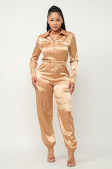 Front Zipper Pockets Top And Pants Jumpsuit | Mixtshop LLC