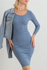 Ribbed Crew Neck Long Sleeve Mini Dress | Mixtshop LLC