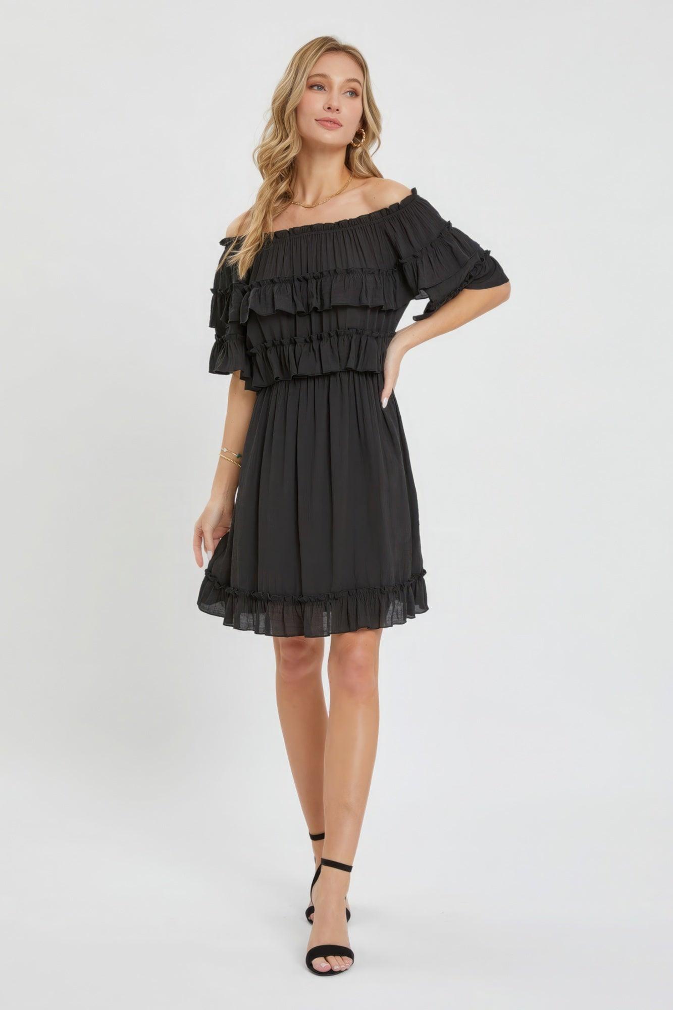 Off Shoulder Ruffle Dress | Mixtshop LLC