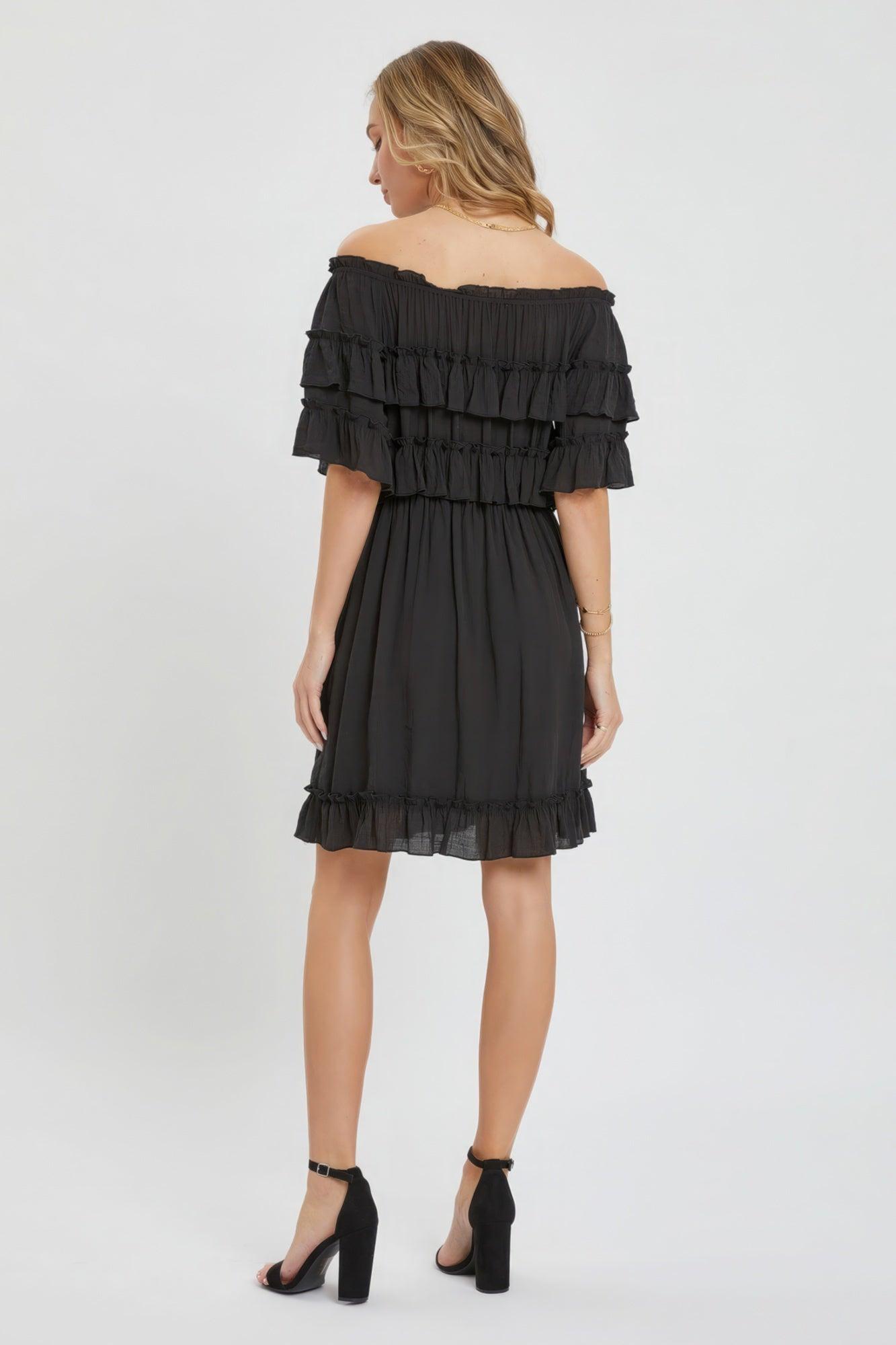 Off Shoulder Ruffle Dress | Mixtshop LLC