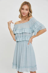 Off Shoulder Ruffle Dress | Mixtshop LLC