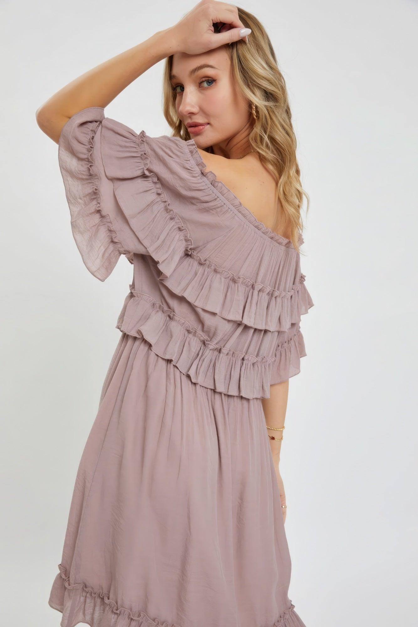 Off Shoulder Ruffle Dress | Mixtshop LLC