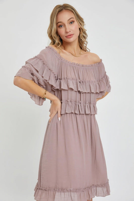 Off Shoulder Ruffle Dress | Mixtshop LLC