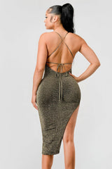 Metallic Glitter Sweetheart Dress | Mixtshop LLC