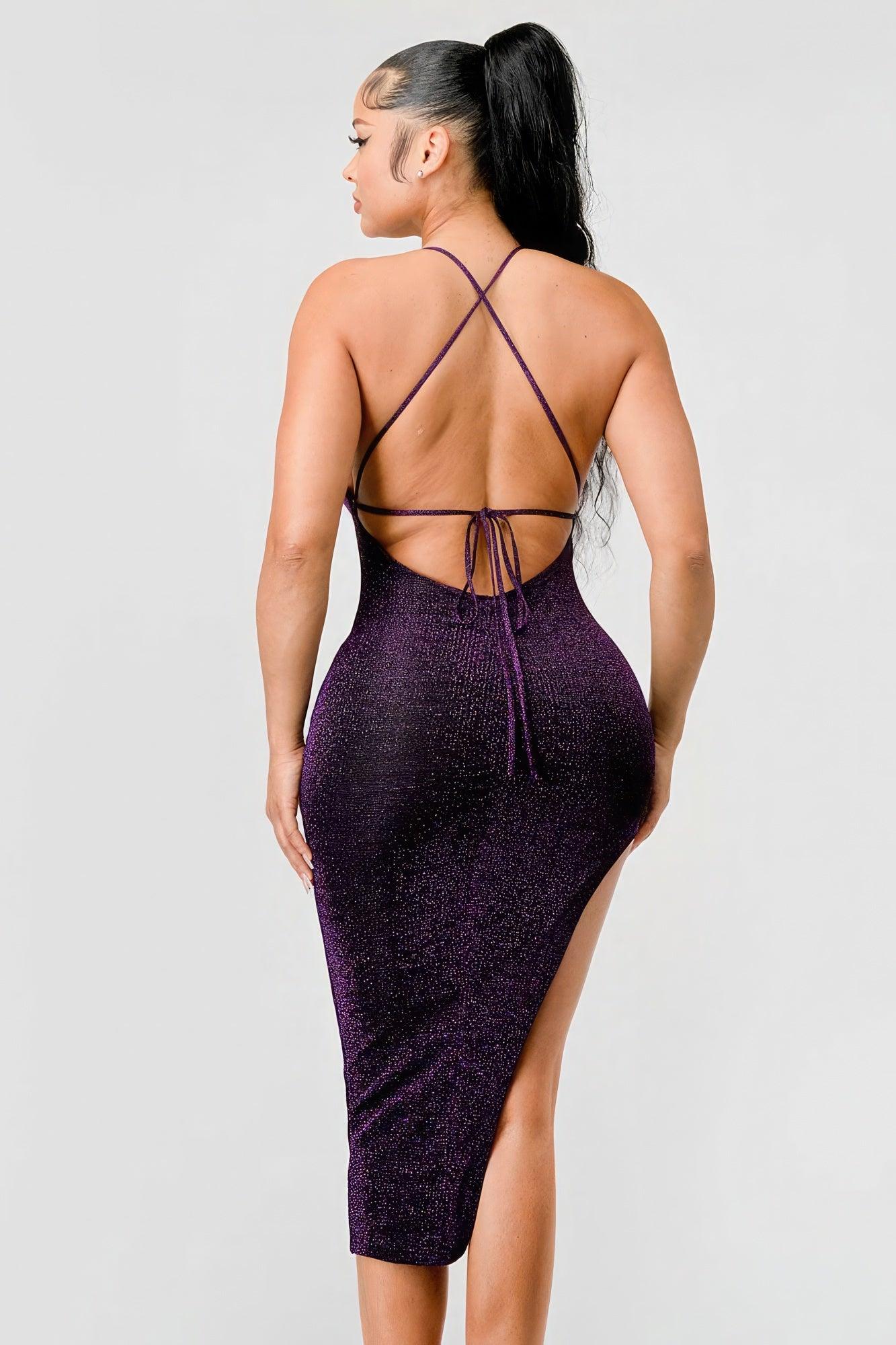 Metallic Glitter Sweetheart Dress | Mixtshop LLC