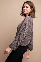 Satin Pleated Drawstring Top With Snap Button | Mixtshop LLC