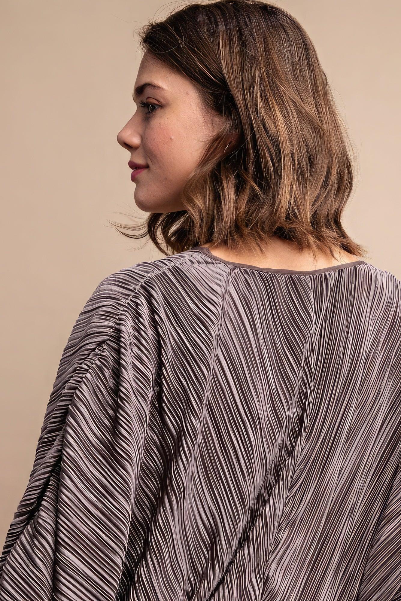 Satin Pleated Drawstring Top With Snap Button | Mixtshop LLC