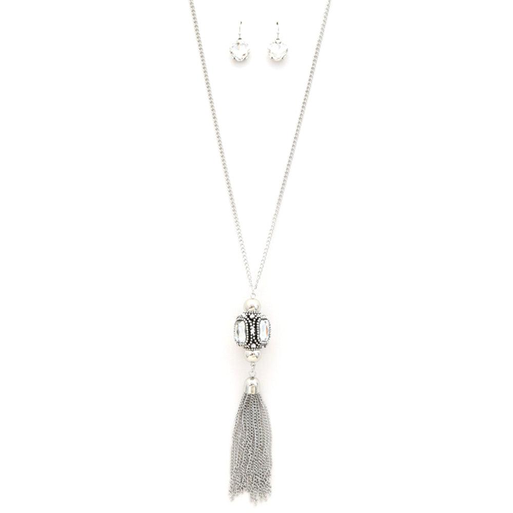 Cube Rhinestone Chain Tassel Necklace | Mixtshop LLC