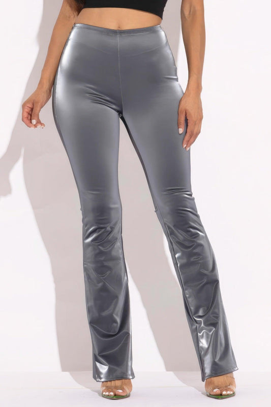 Velvet Pu Flared Pants | Mixtshop LLC
