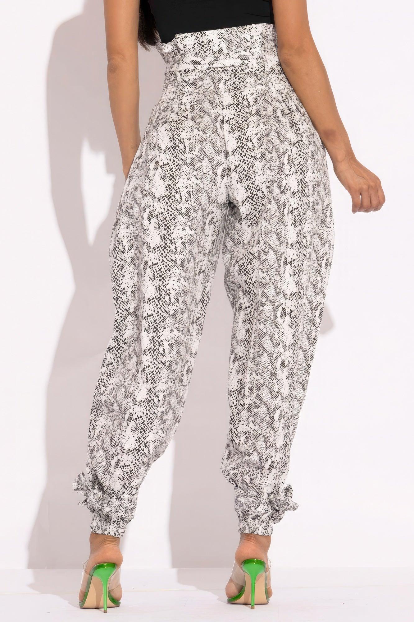 Snake Skin Printed Paper Bag Style Cargo Pants | Mixtshop LLC