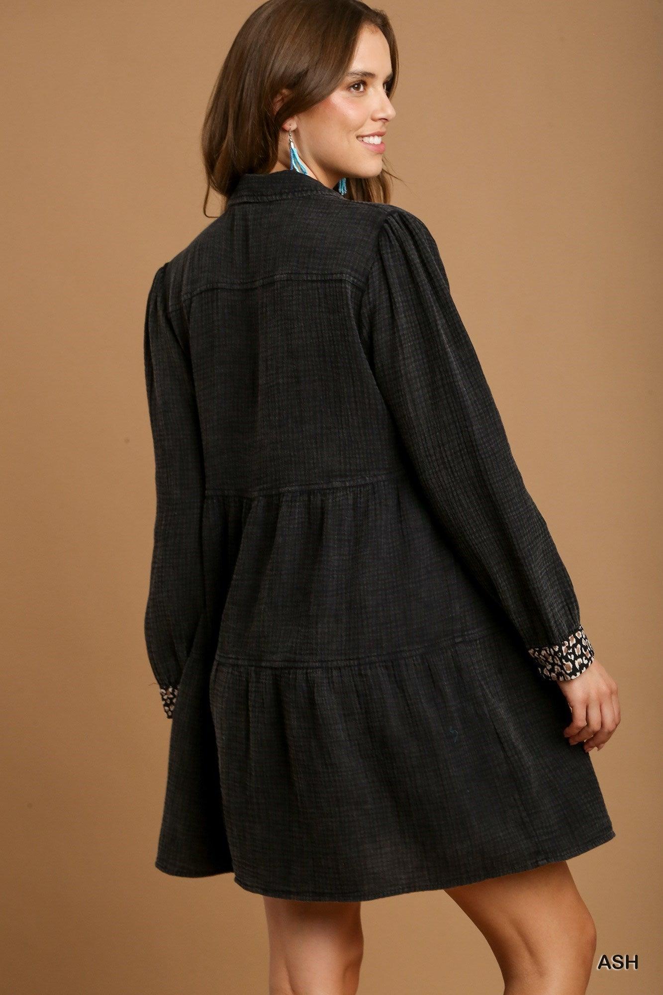 Mineral Wash Cotton Gauze Tiered Dress | Mixtshop LLC