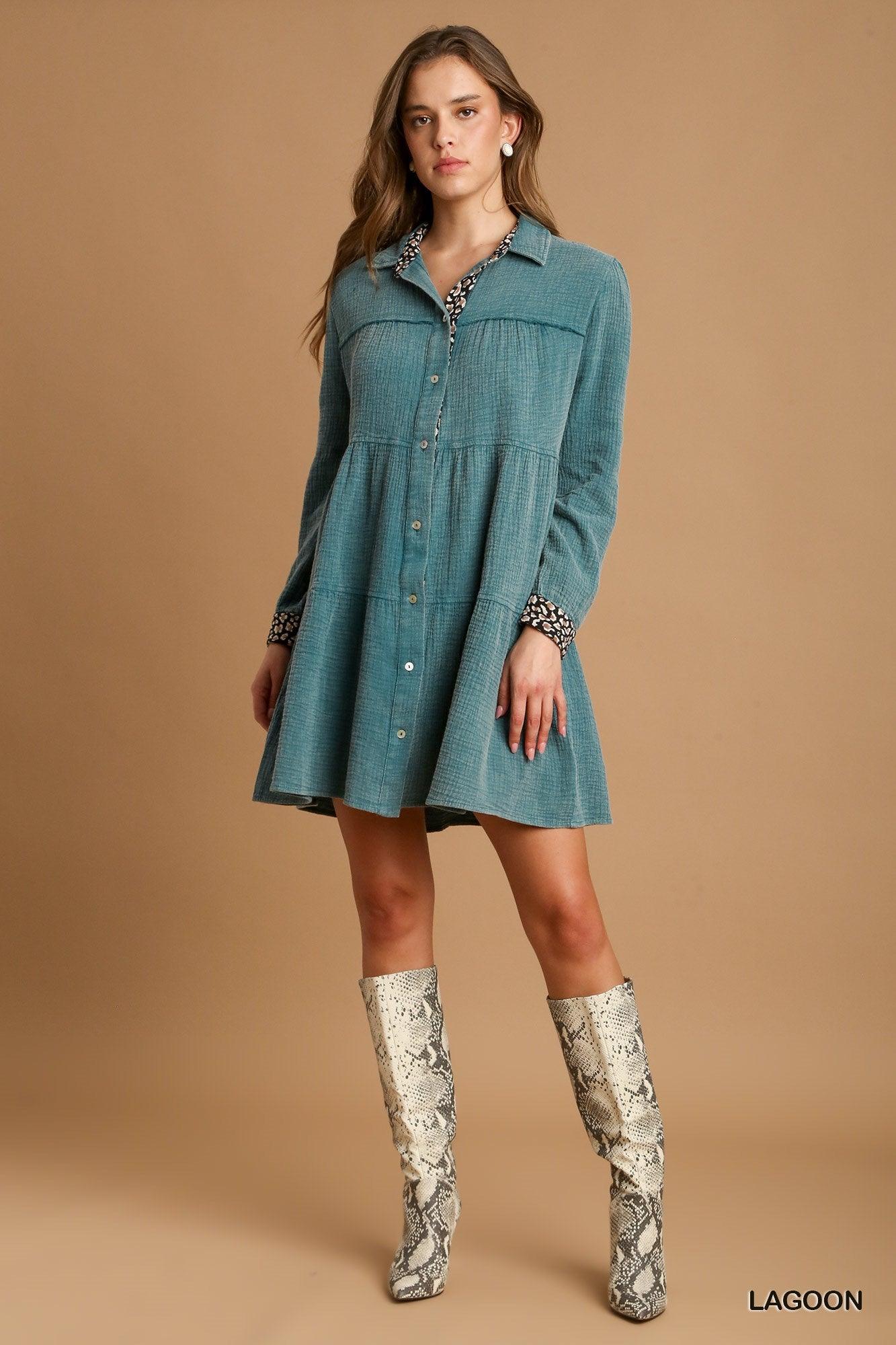 Mineral Wash Cotton Gauze Tiered Dress | Mixtshop LLC