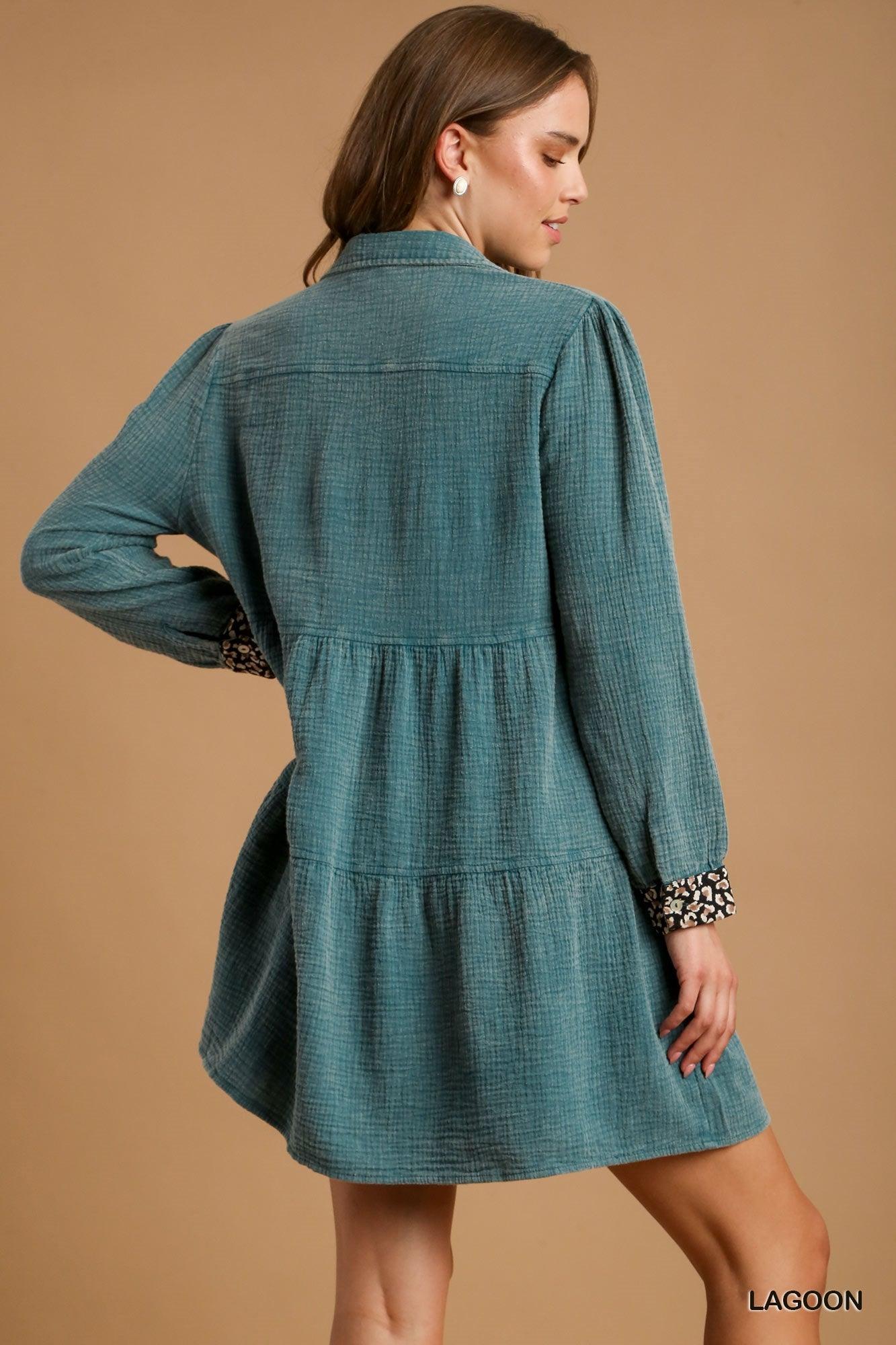 Mineral Wash Cotton Gauze Tiered Dress | Mixtshop LLC