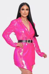 Pearl Belted Sequin Blazer Mini Dress | Mixtshop LLC
