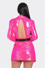 Pearl Belted Sequin Blazer Mini Dress | Mixtshop LLC