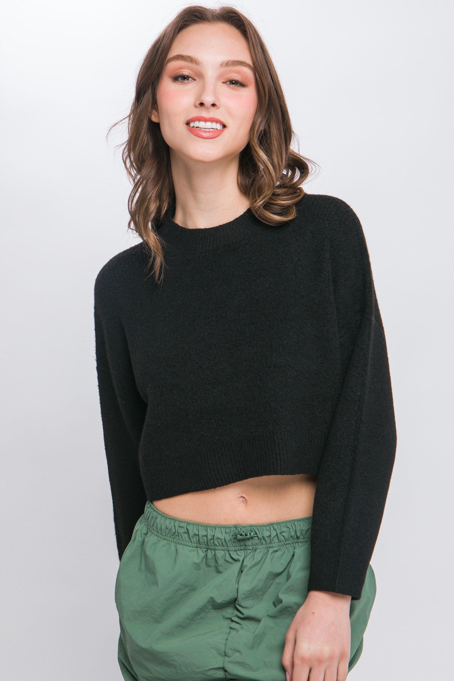 Wool Blend Cropped Sweater Top | Mixtshop LLC